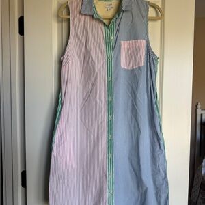 J Crew Colorful Striped Sleeveless Shirt Dress
